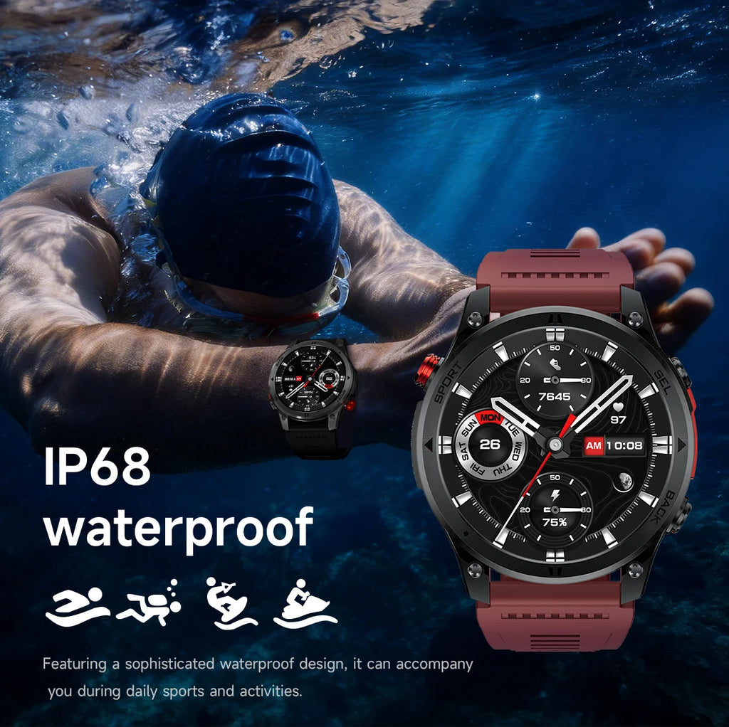 LIGE 2026 New GPS Path Smart Watch 530mAh Battery IP68 Waterproof Sports Run Tracker BT Call Outdoor Compass Military Smartwatch