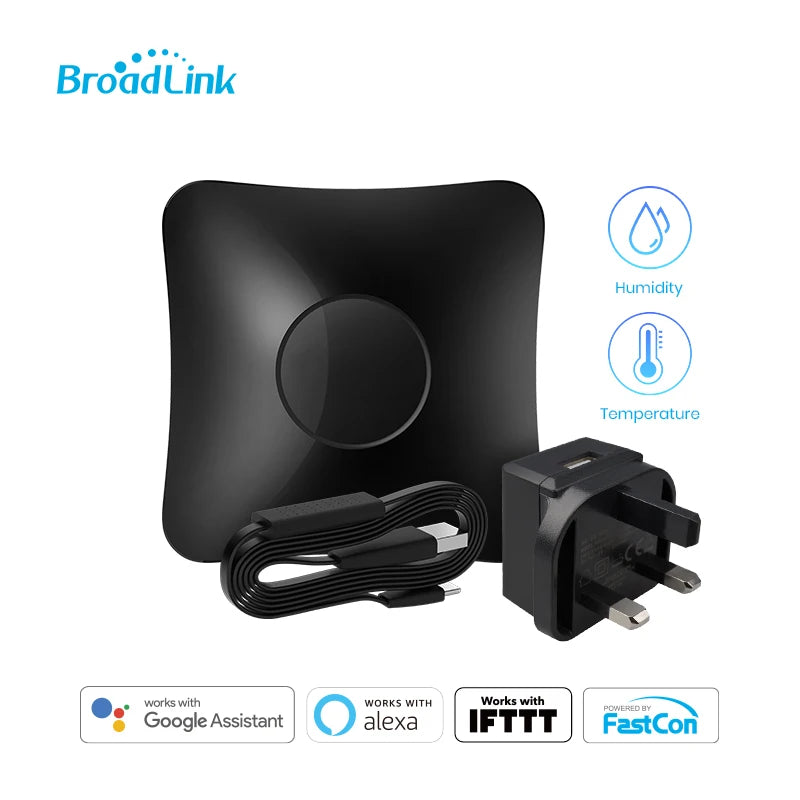 Smart temperature and humidity sensor hub with USB cables and UK power adapter