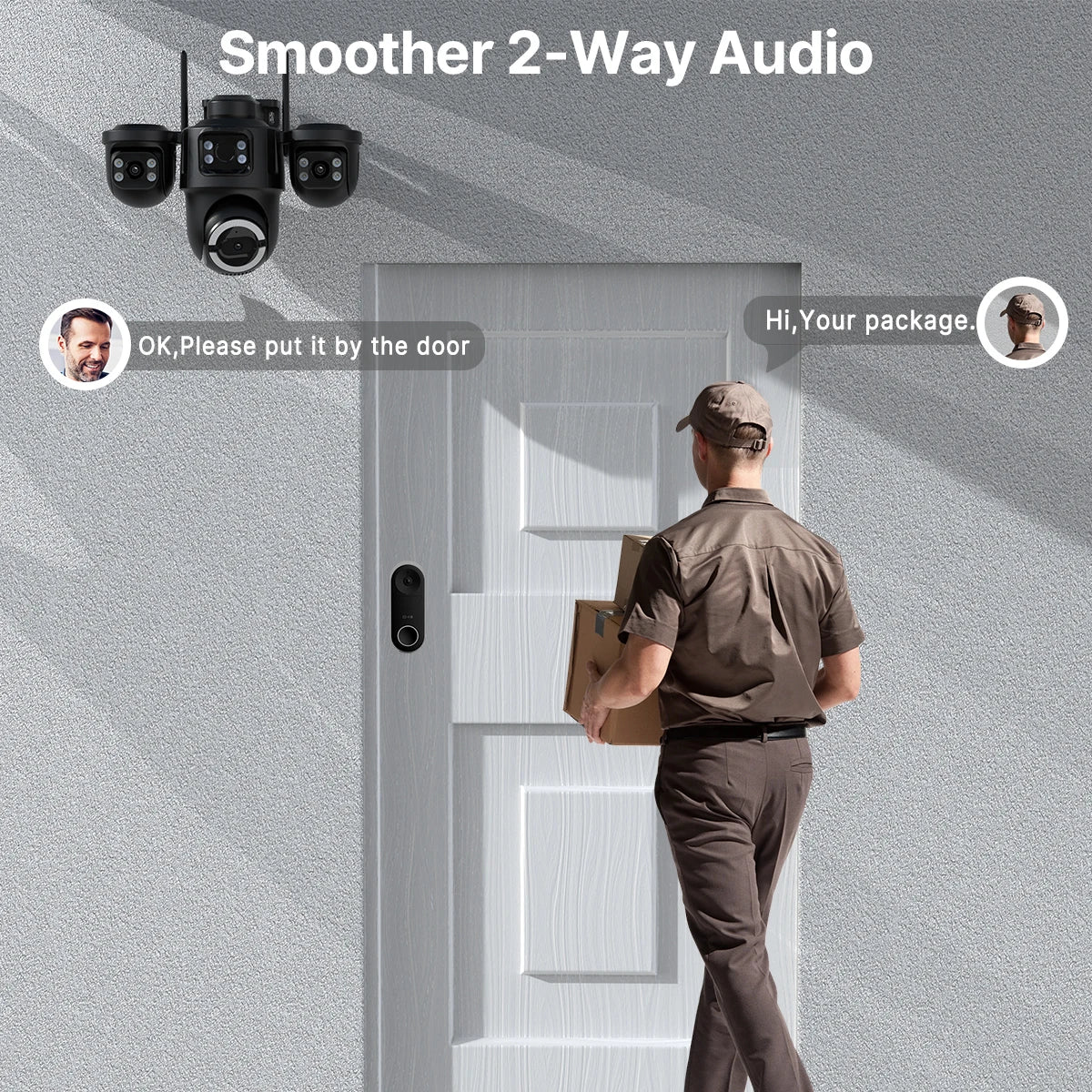 WONSDAR ICSEE WiFi IP Camera Outdoor Three Screen Home Security PTZ Camera CCTV Surveillance AI Human Detection Monitor