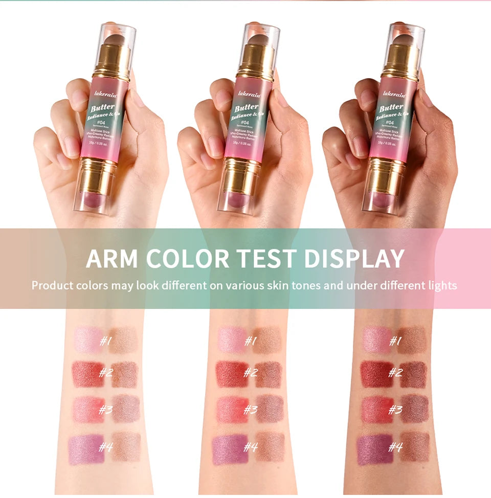 Tidesmit Double-Headed Bronzer Blush Stick in matte and glossy finish for contouring cheeks eyes and lips