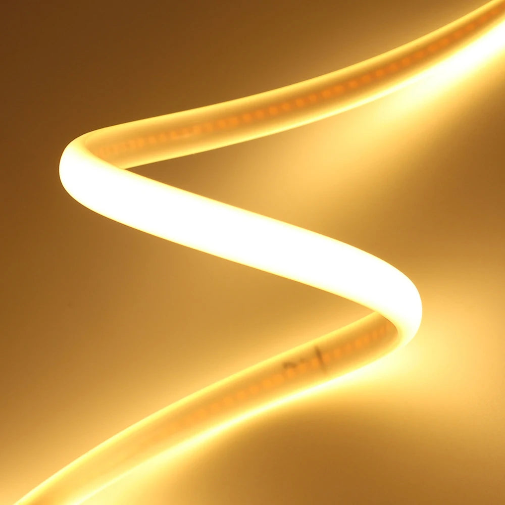 Dimmable 220V COB LED Neon Strip Light 4key Controller EU Plug Flex Tube 3000K 4000K 6000K for Staircase Bar Counter Lighting