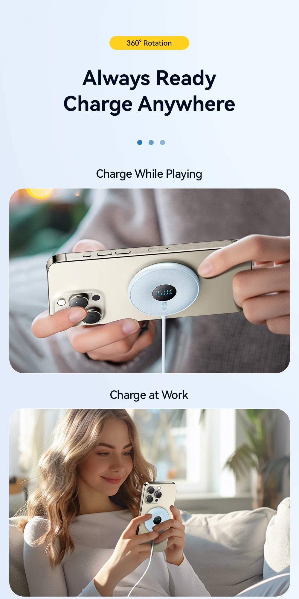 Magnetic 15W Wireless Charger with Digital Display for iPhone Tidesmit