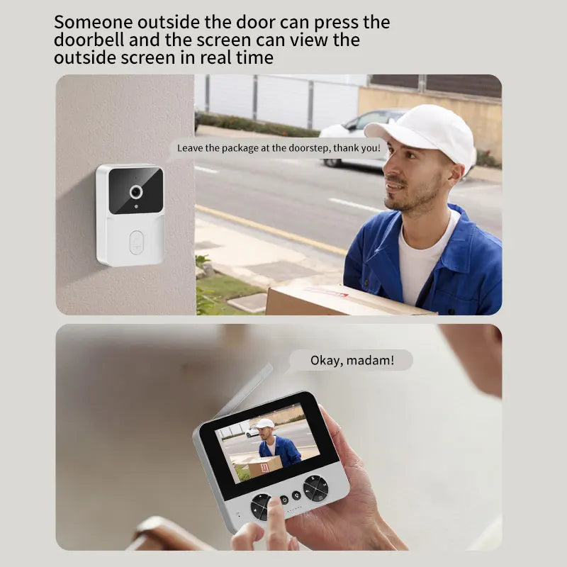 4.3 "visual electronic doorbell 100-degree wide-angle ultra-long standby infrared night vision intelligent cat eye monitoring