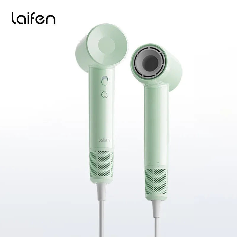 Laifen light mint green high-speed hair dryer, 345g quiet professional blower with intelligent constant temperature.