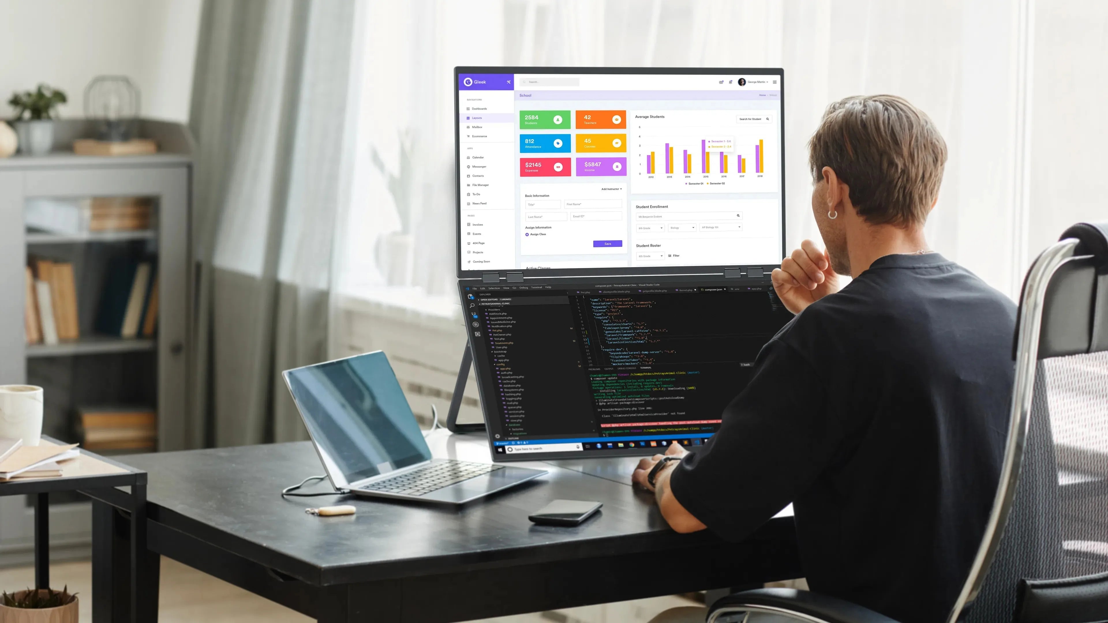 UPERFECT Delta Mega 23.8" 100Hz Dual Screen Stacked Computer Monitor With Speakers For Laptop Desktop PC MAC Phone Extended Play