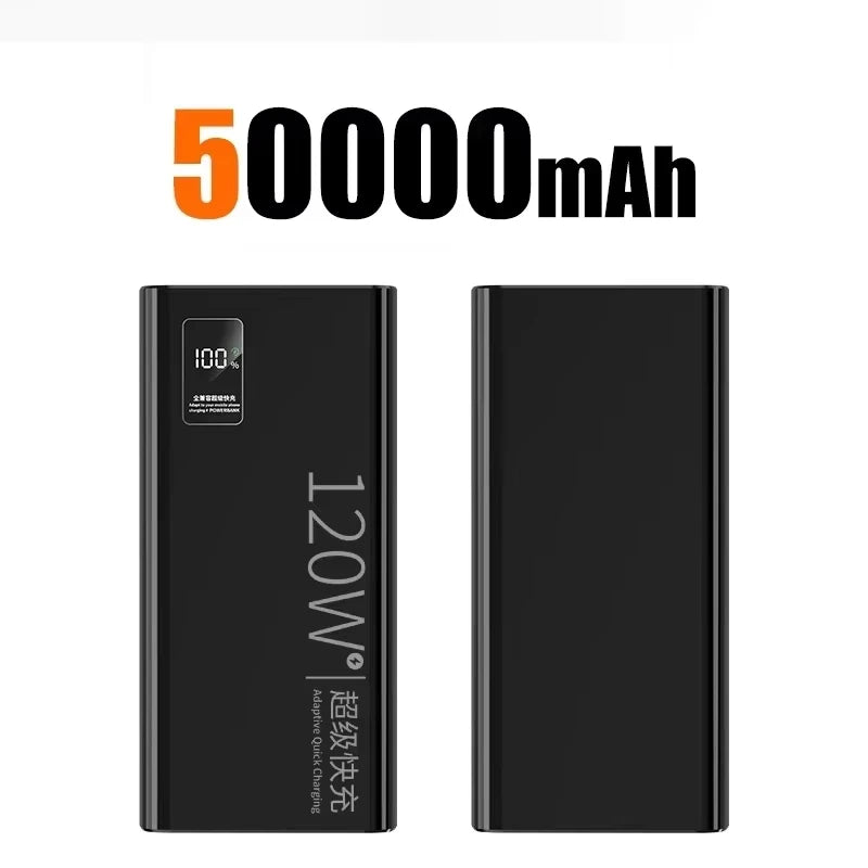 120W Fast Charging Power Bank 200000mAh | High Capacity Travel Battery Black 50000mAh Tidesmit
