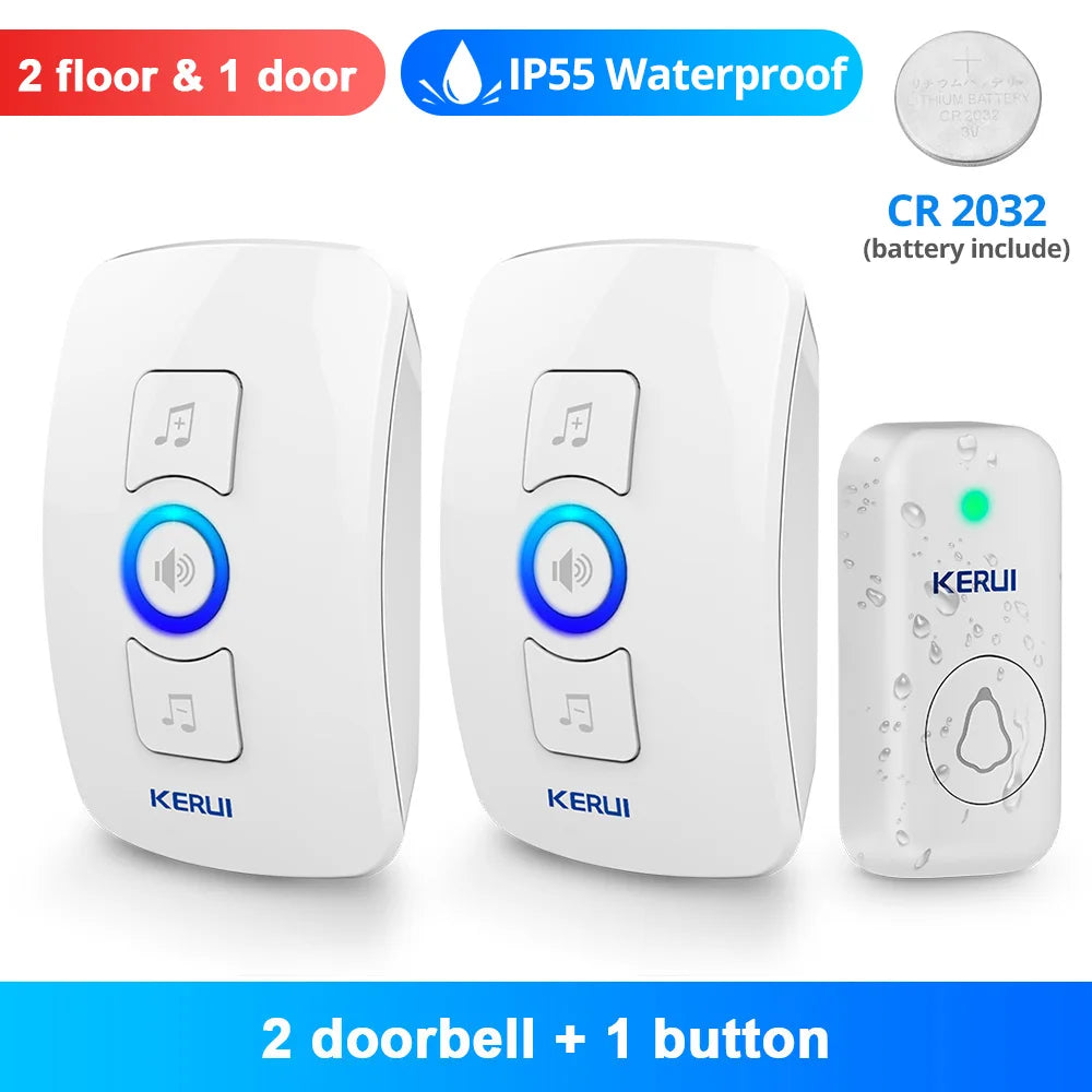KERUI Wireless Doorbell Waterproof OutDoor Smart Home Door Bell Welcome Melodies Chime Kit LED Flash Security Alarm For House