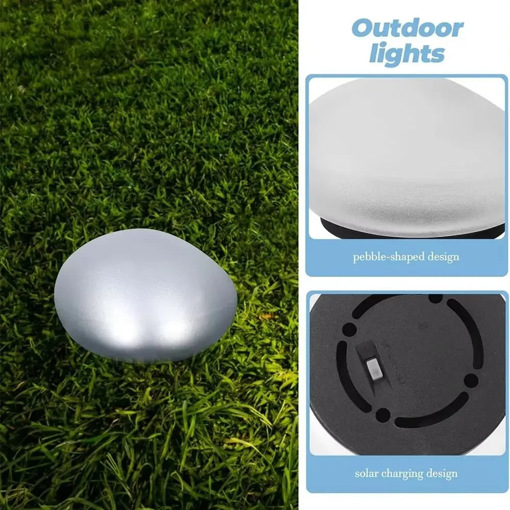 Solar Stone Light Frosted Glass Ground Lamp Outdoor Waterproof Lantern for Garden Green Light Lawn Courtyard Decorative Lamp