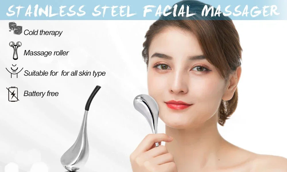 Ice Globes for Face: 2-Piece Stainless Steel Cryo Facial Massager Set Relaxation Treatment Tidesmit