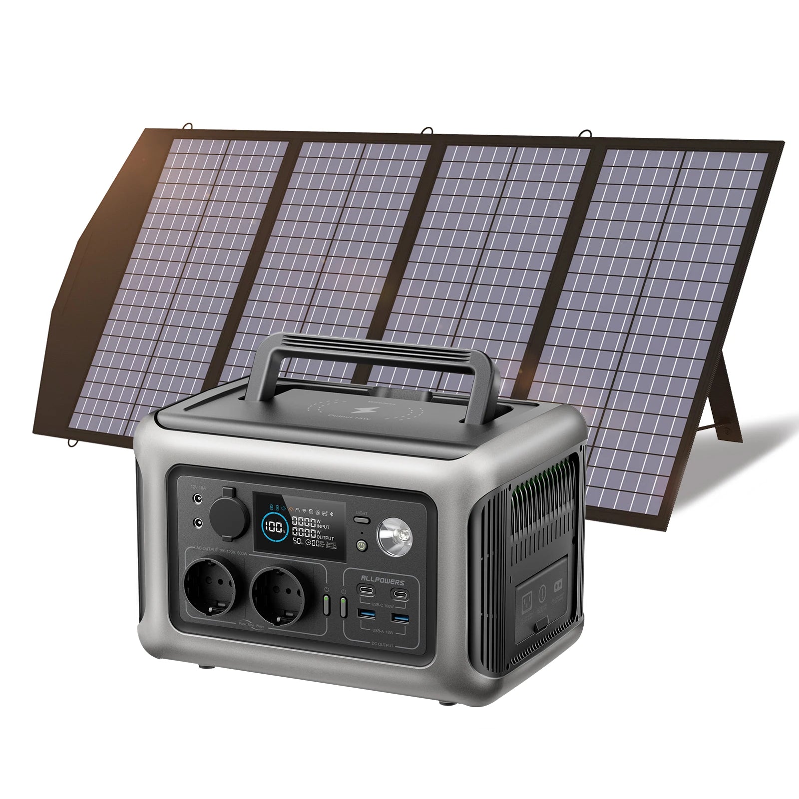 Portable Power Station 600W LiFePO4 with Solar Panel - Tidesmit R600 with 140W Tidesmit