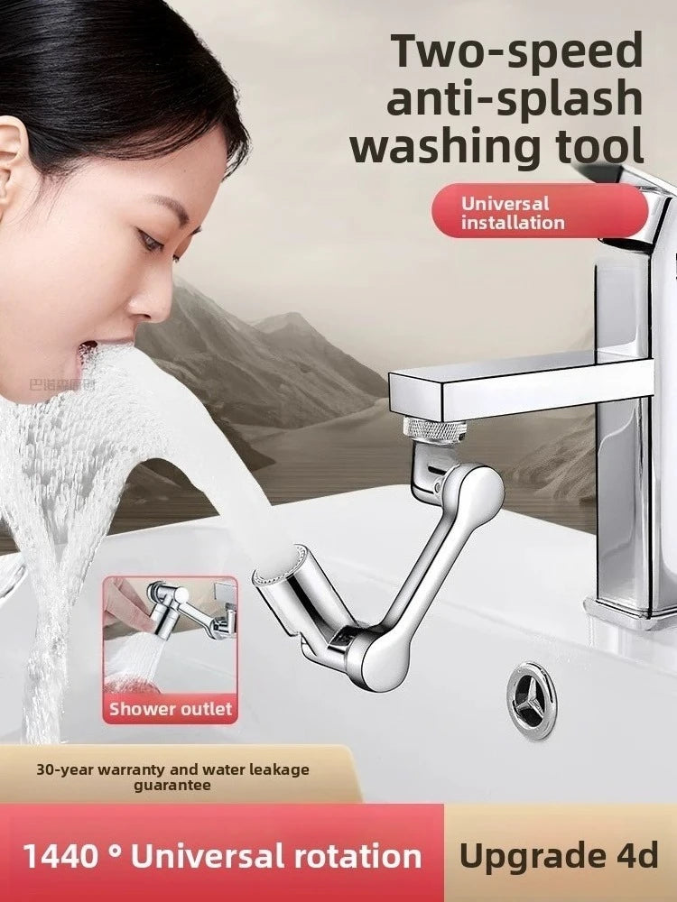 Robotic Arm Universal Faucet Extender Rotatable Nozzle Washbasin Multi-functional Universal Connector Splash-proof Artifact