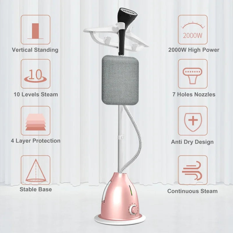 Tidesmit 2000W powerful handheld garment steamer with fabric brush attachment for vertical laundry clothes steaming