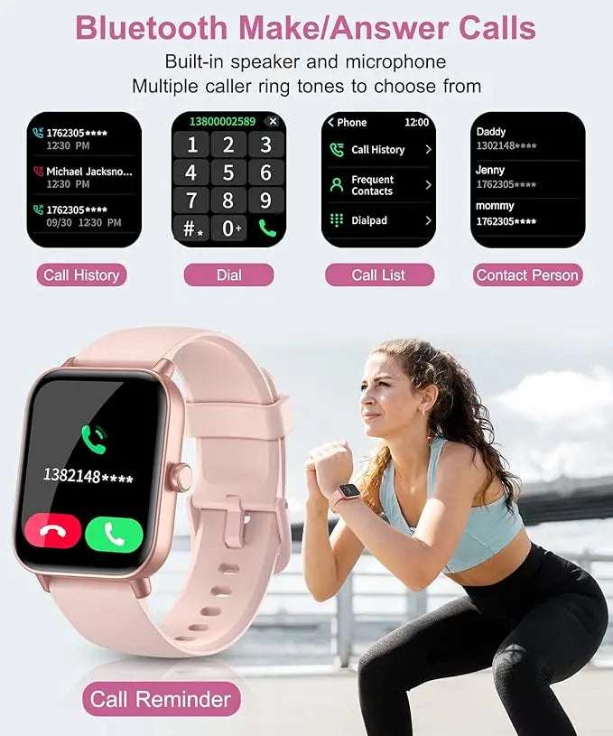 YLL-HRS  Call Blood Oxygen Heart Rate Sleep Fitness Tracker Notification Weather IDW19 1.8inch IP68 Smart Watch