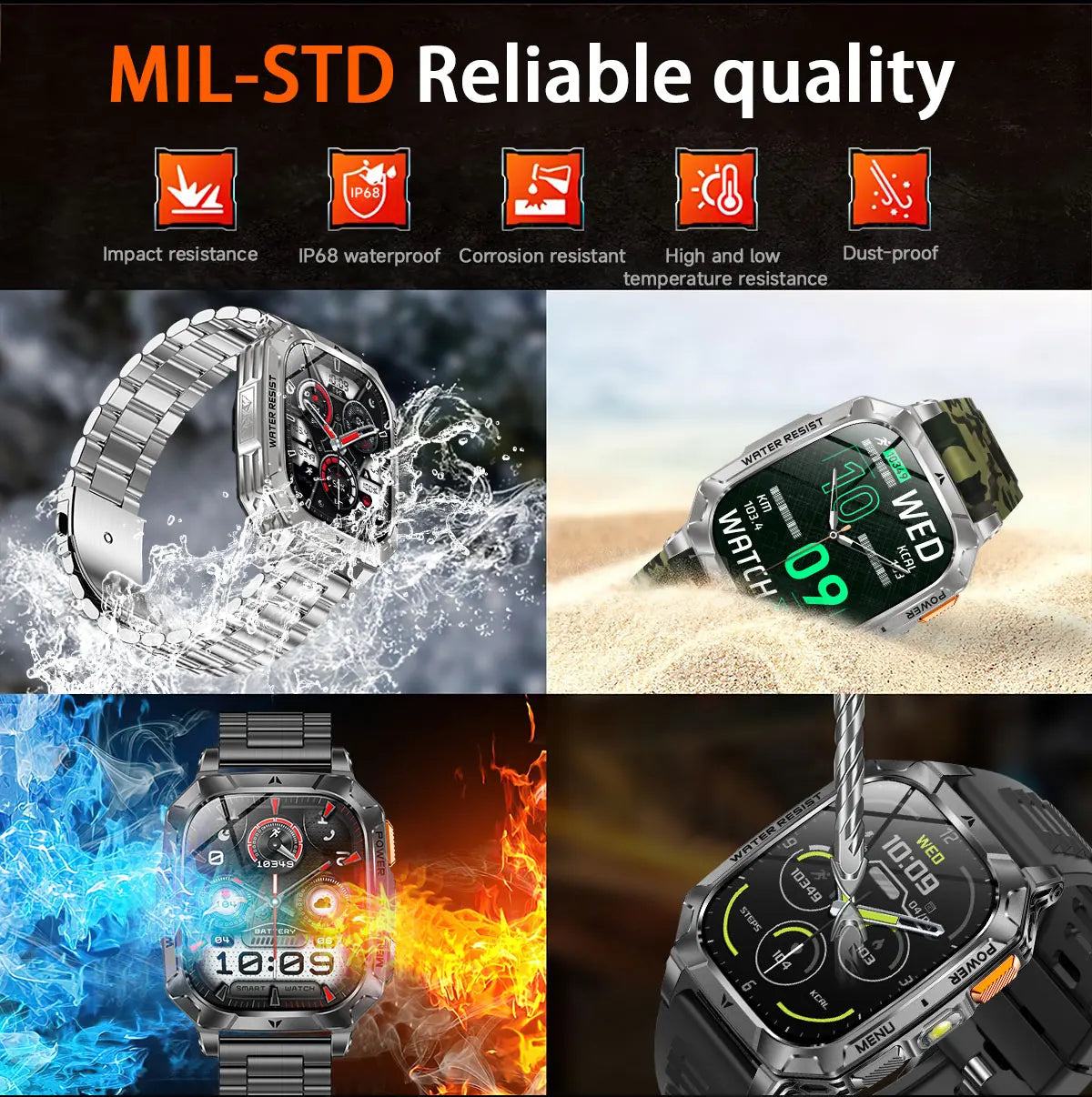 2026 New 1400mAh Big Battery Smart Watch Men Outdoor GPS Flashlight 10ATM Waterproof Bluetooth Call AMOLED HD Sports Smartwatch