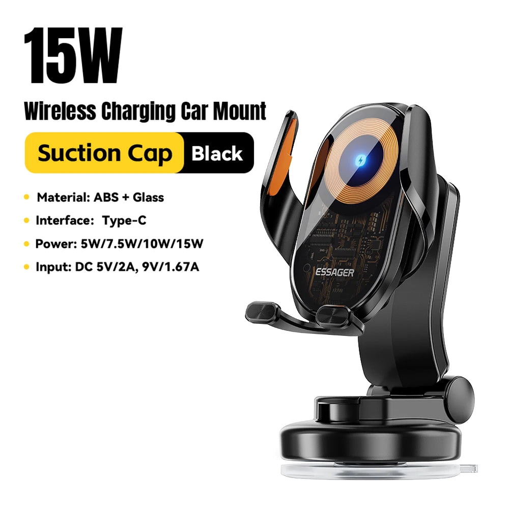Magnetic Wireless Car Charger - MagSafe Compatible Fast Charging for iPhone Suction cup type Tidesmit