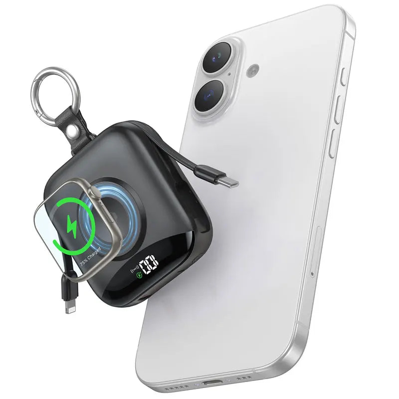 Tidesmit 10000mAh Power Bank, 22.5W Fast Charging with Built-in Cables Black 10000mAh Tidesmit
