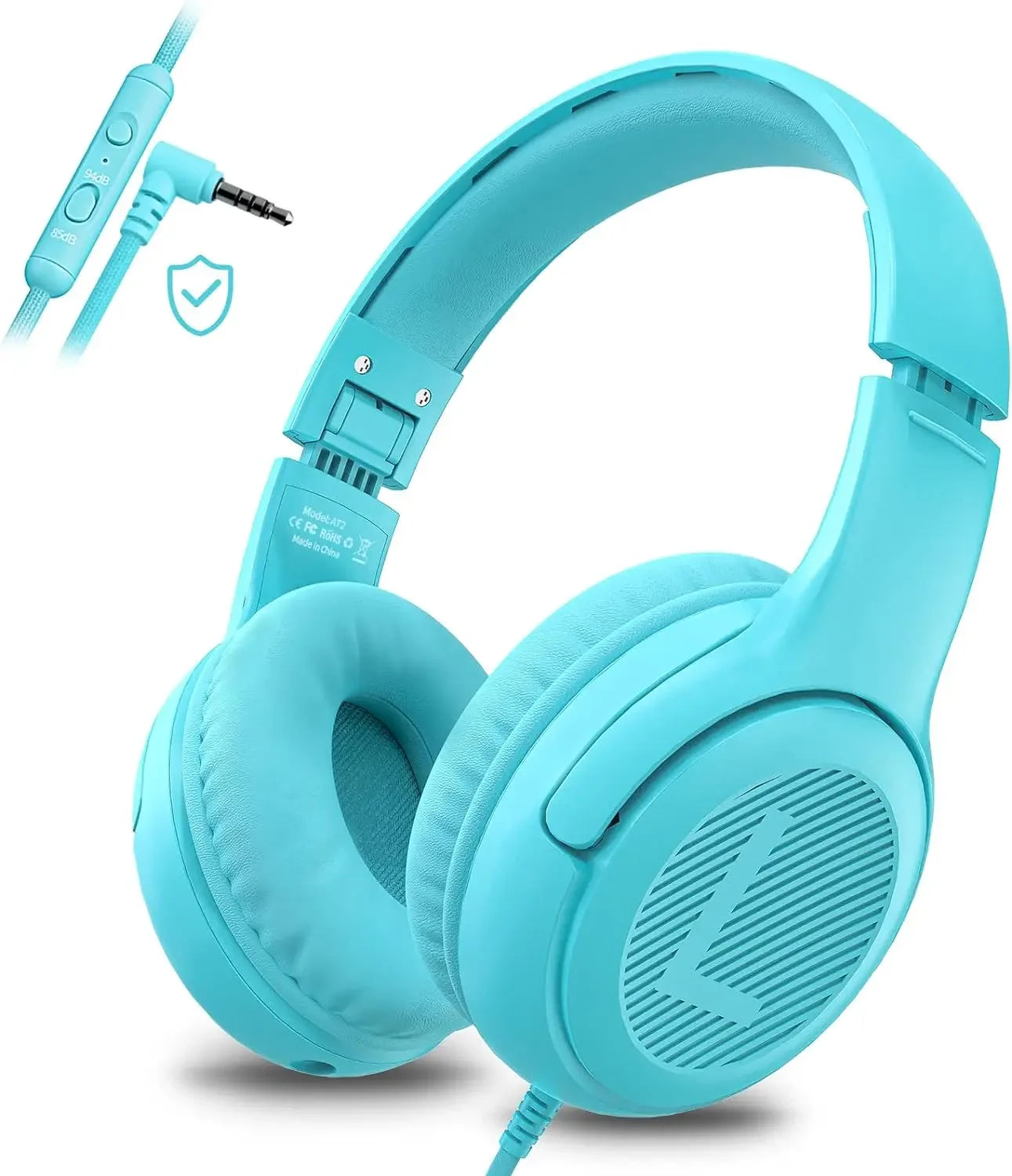 Kids Wired Headphones with Microphone - Foldable Over-Ear Tidesmit SkyBlue Tidesmit