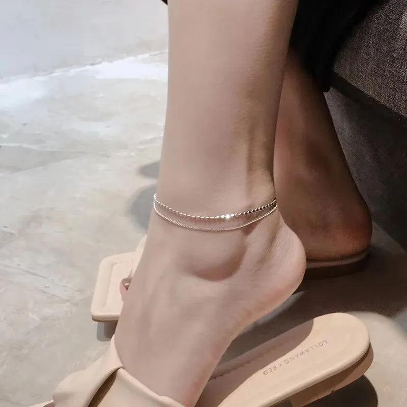 925 Sterling Silver Koi Fish Anklet Rope for Women Girl Cute Fashion Summer Jewelry Dropshipping Wholesale