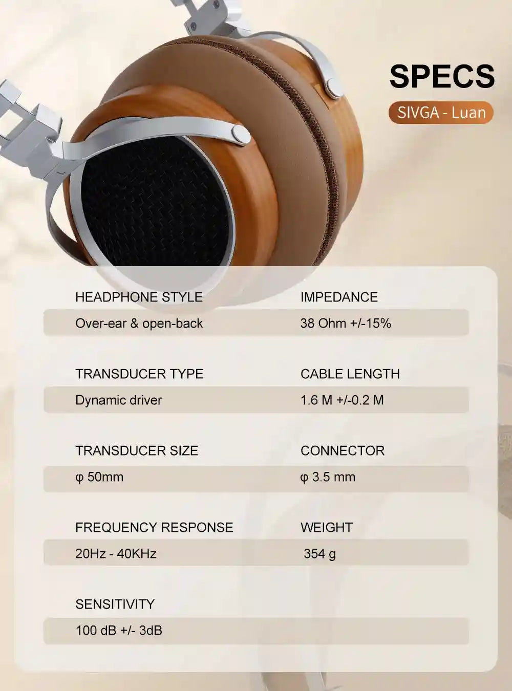 Sivga Luan Open-back Headphones | 50mm Driver Hi-Fi Wood Audio Tidesmit
