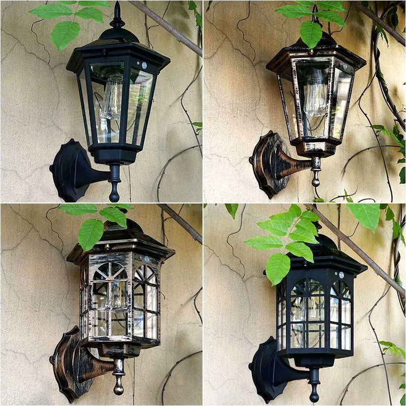 Outdoor Solar Wall Light for Courtyard, Corridor & Passageway - Motion Sensor, European Retro Style, Waterproof