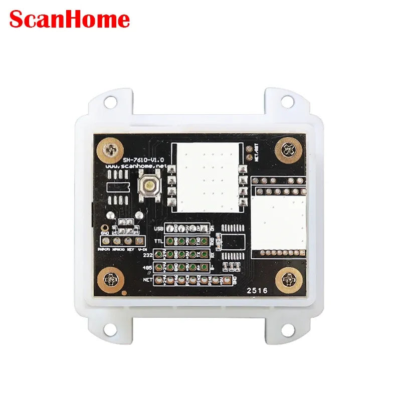 Embedded barcode scanner PCB module with electronic components and connector terminals