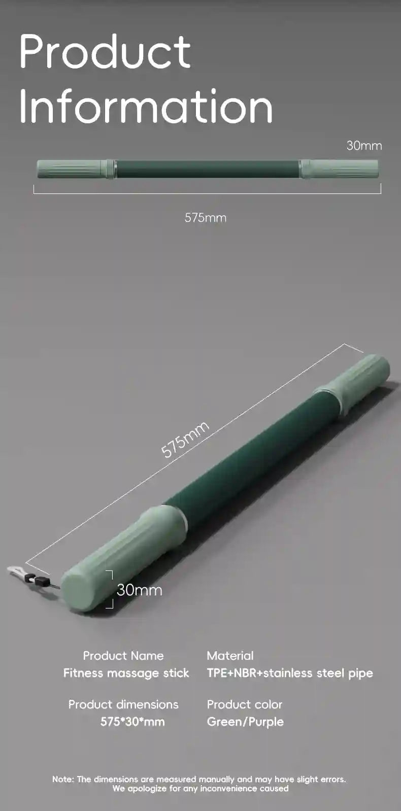 Massage Stick Roller for Deep Tissue Muscle Relief - 58cm Tidesmit Massage Roller Tidesmit