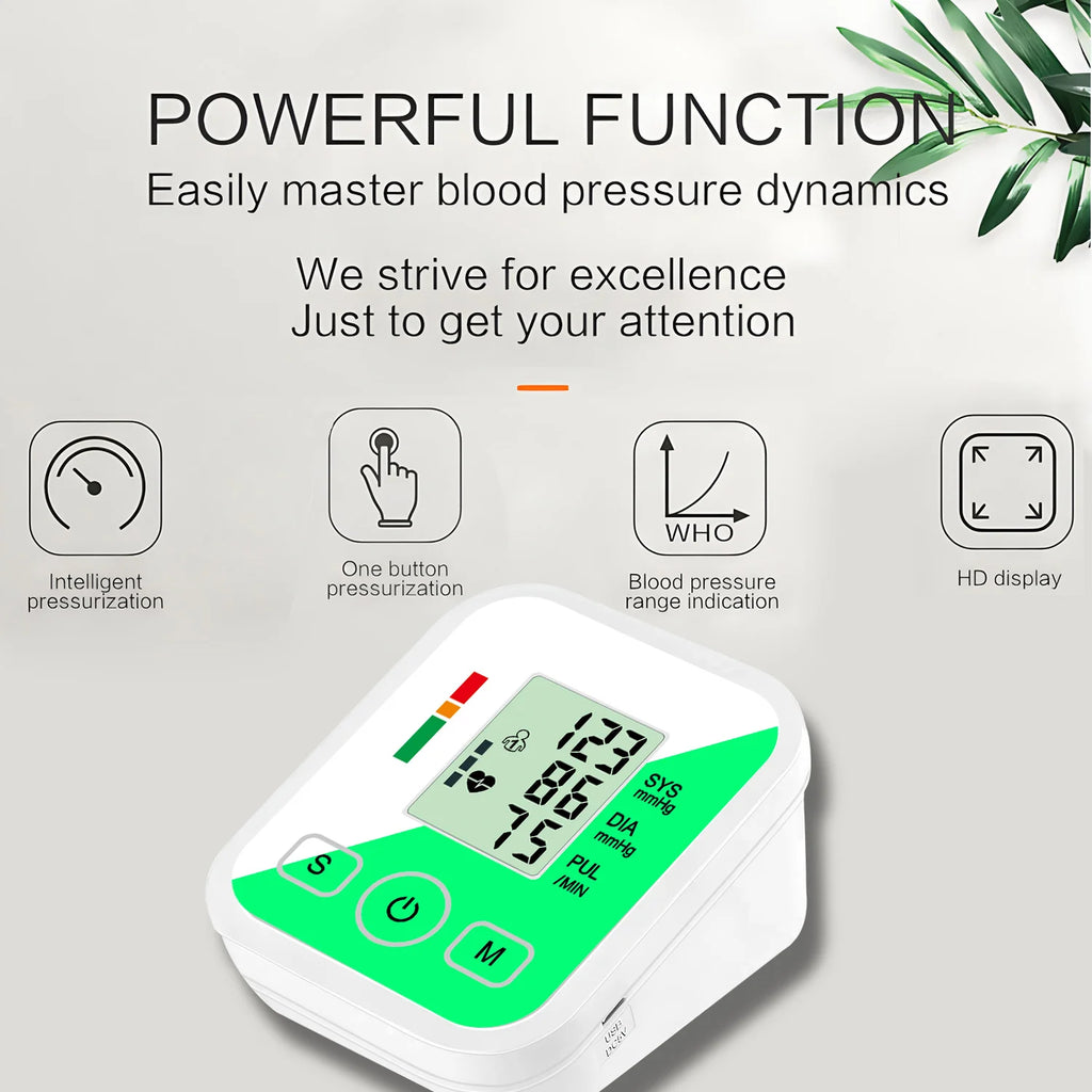 Digital Tonometer Arm Blood Pressure Monitor Test Kit Health Care Automatic Sphygmomanometer Home use