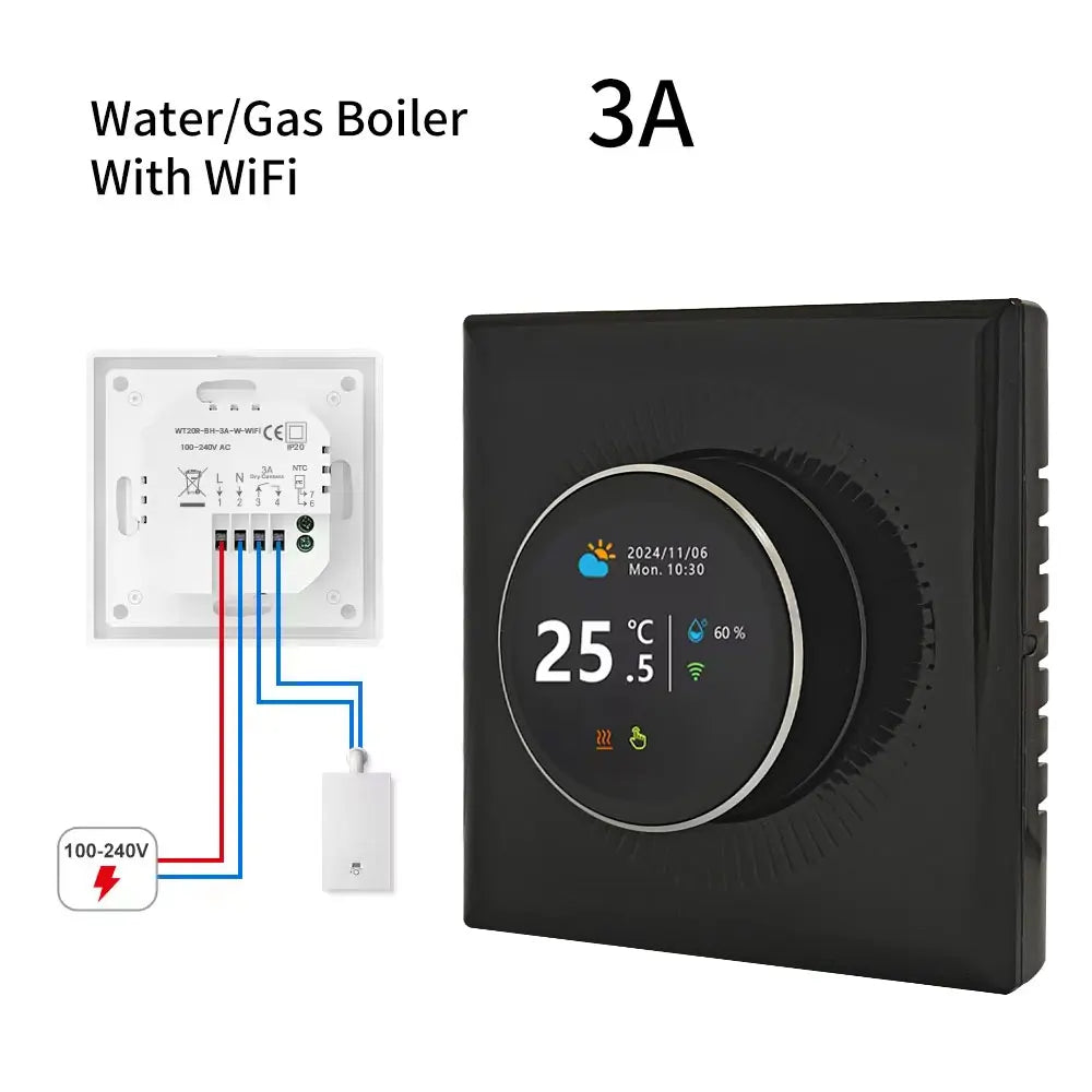 WiFi Smart Knob Thermostat Floor Heating Water Gas Boiler Home Room Programmable Temperature Controller Tuya Alexa Google Home