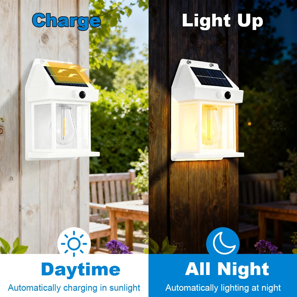 4PCS Solar Wall Light Outdoor Waterproof Sunlight Pathway Fence Lamp Yard Luminous Wall Washer Garden Decoration Tungsten Light