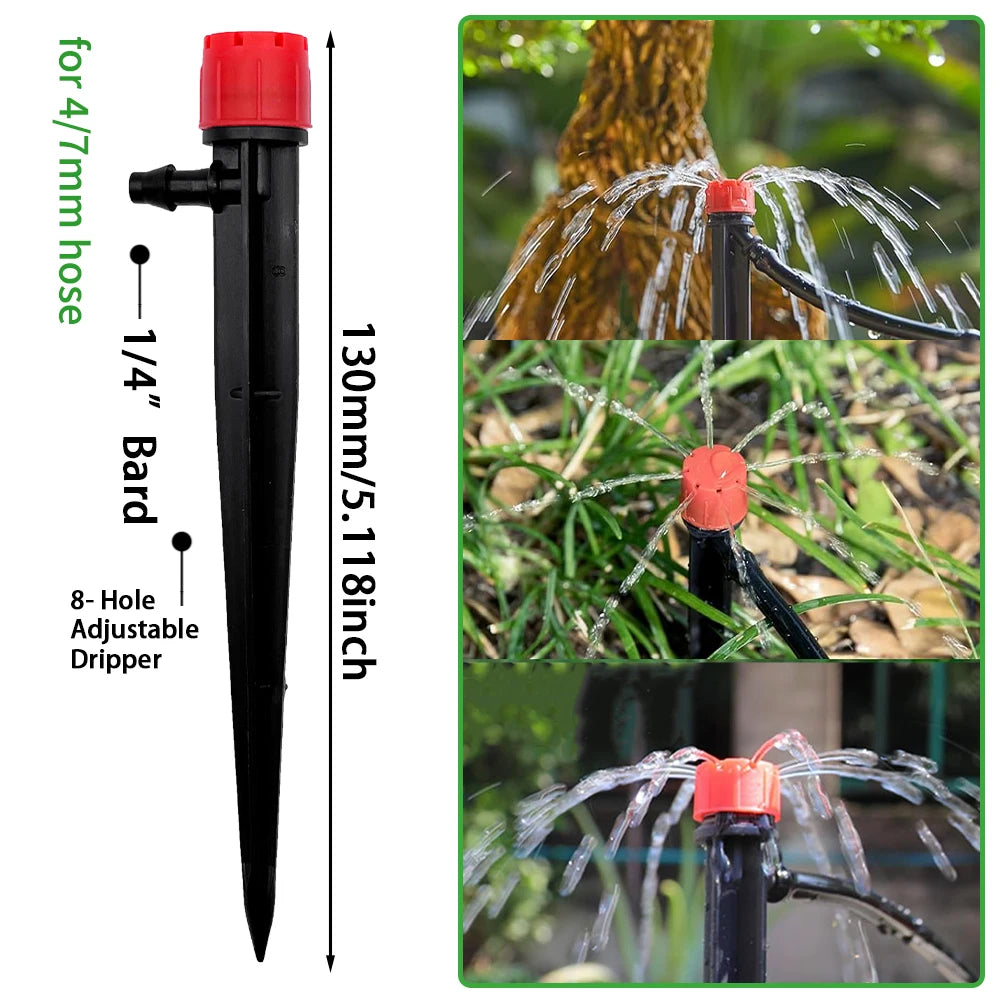 Garden Drip Irrigation Automatic Watering System Kit 1/4'' 13CM Sprinkler for Bonsai Pot Plant Flower Vegetable Greenhouse
