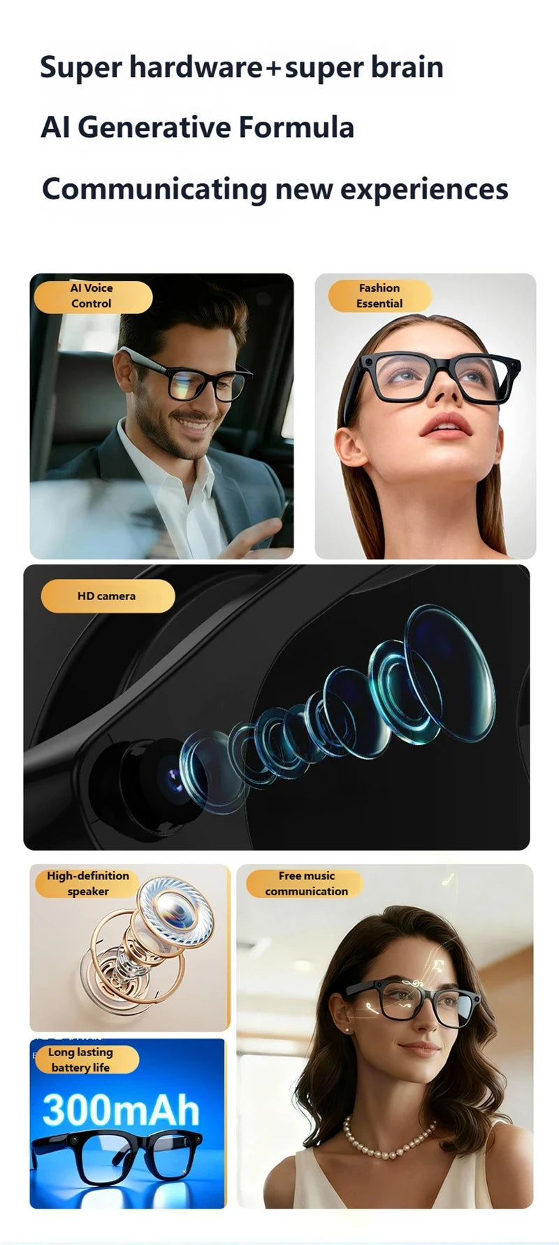 AI Smart Shooting Glasses | HD Voice Control Wide Angle Black Edition Tidesmit