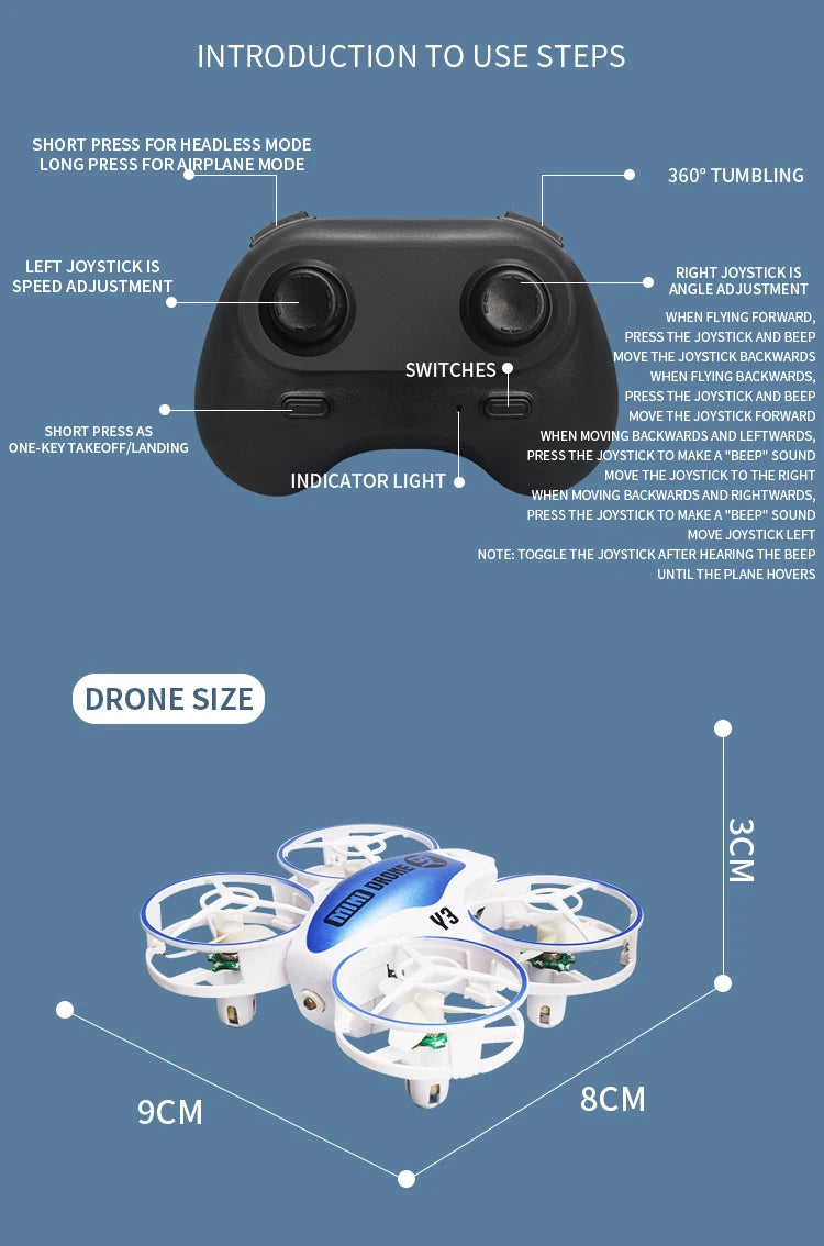 Mini Drone With Lights For Kids - Obstacle Avoidance UFO Quadcopter Tidesmit