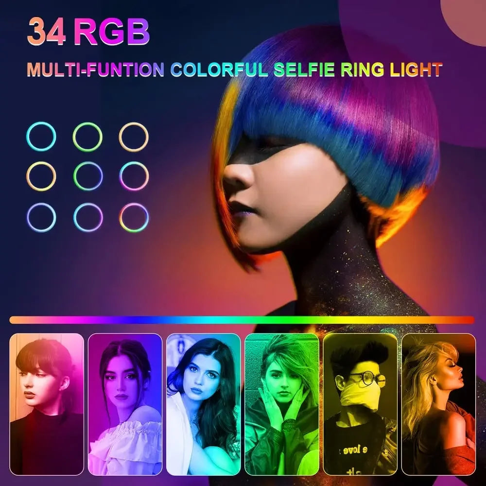10-Inch RGB Ring Light with Adjustable Tripod Stand - Tidesmit Tidesmit