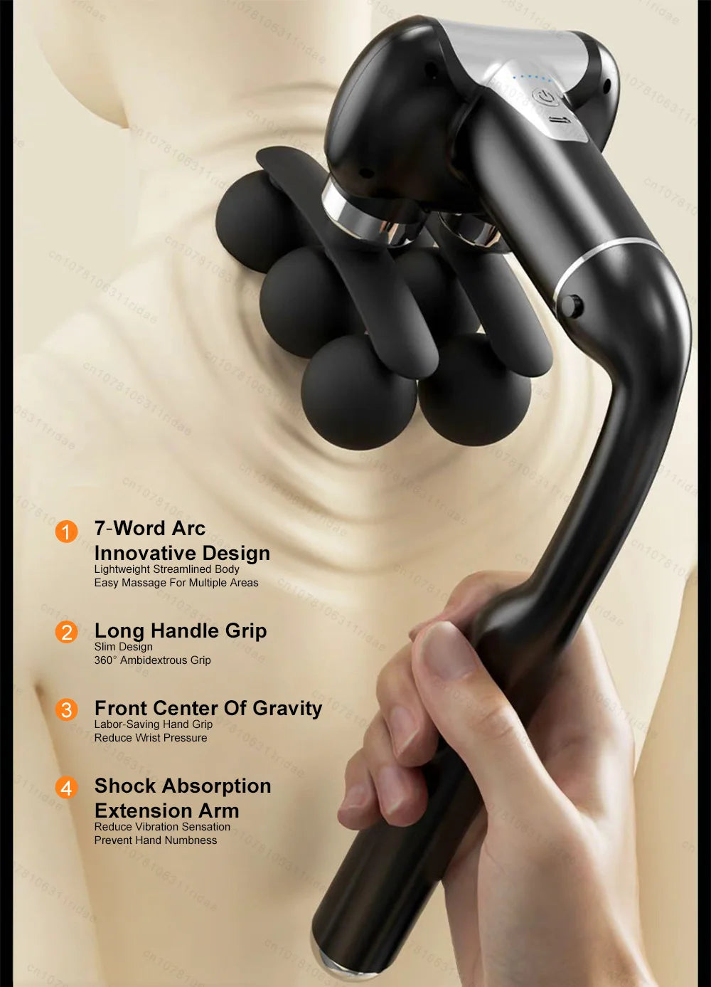 Deep Tissue Massage Gun: Rechargeable Percussive Muscle Recovery Tool Fascia Gun Tidesmit