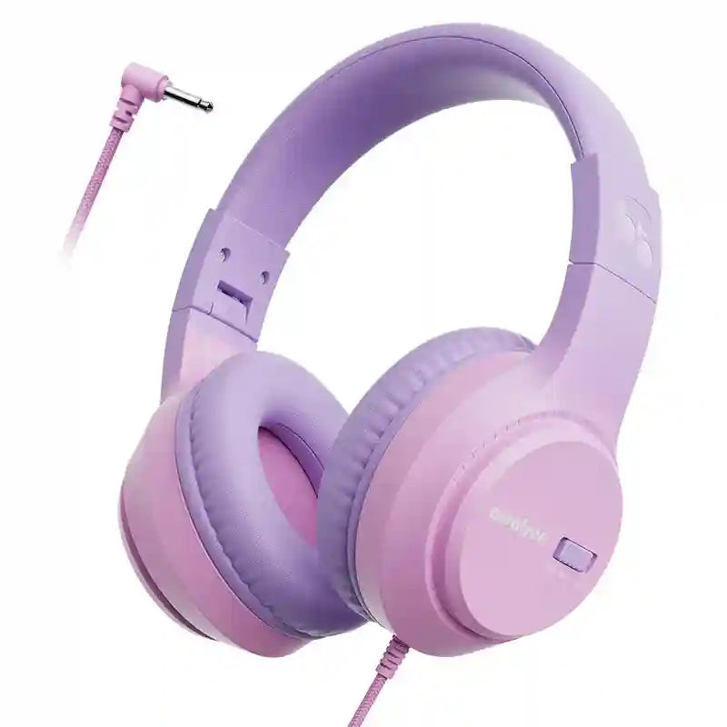 Wired Kids Over-Ear Headphones – Stereo Sound – Tidesmit Series PinkPurple Tidesmit