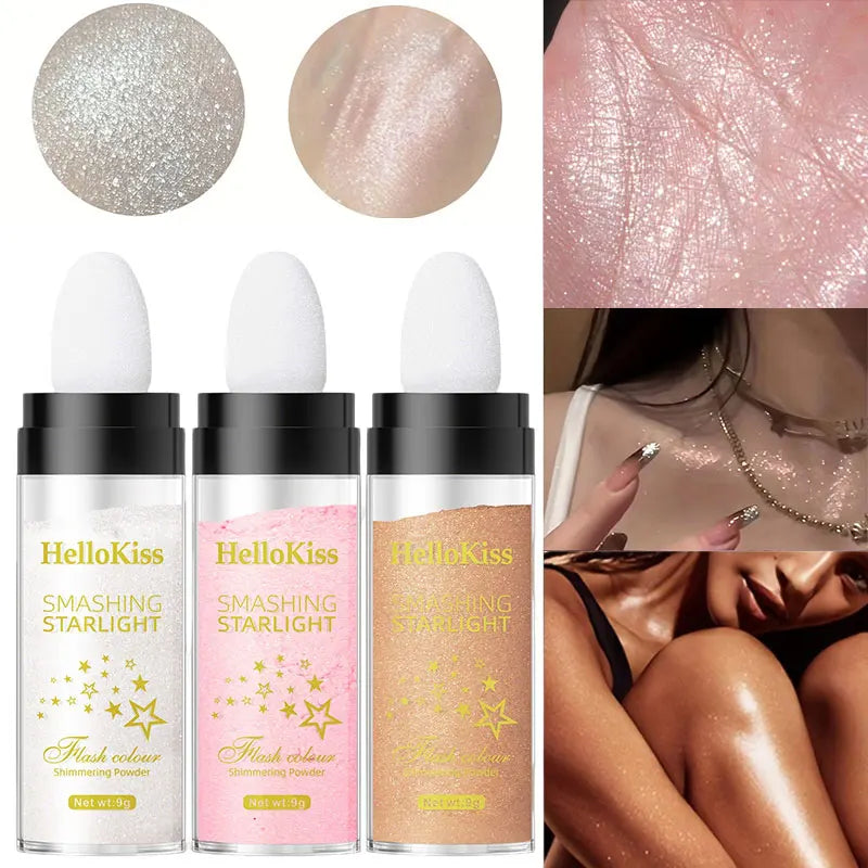 Tidesmit Ethereal Shimmer Highlighter powder texture close-up for radiant face and body illuminating glow