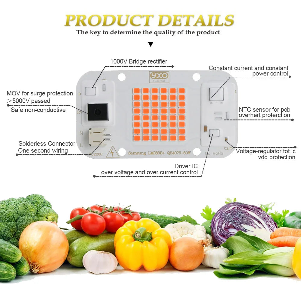 Quantum LED Grow Light Chip LM283B+ 100W 50W DOB COB Full Spectrum Welding Free 220V 110V LED Chip For Indoor Plants