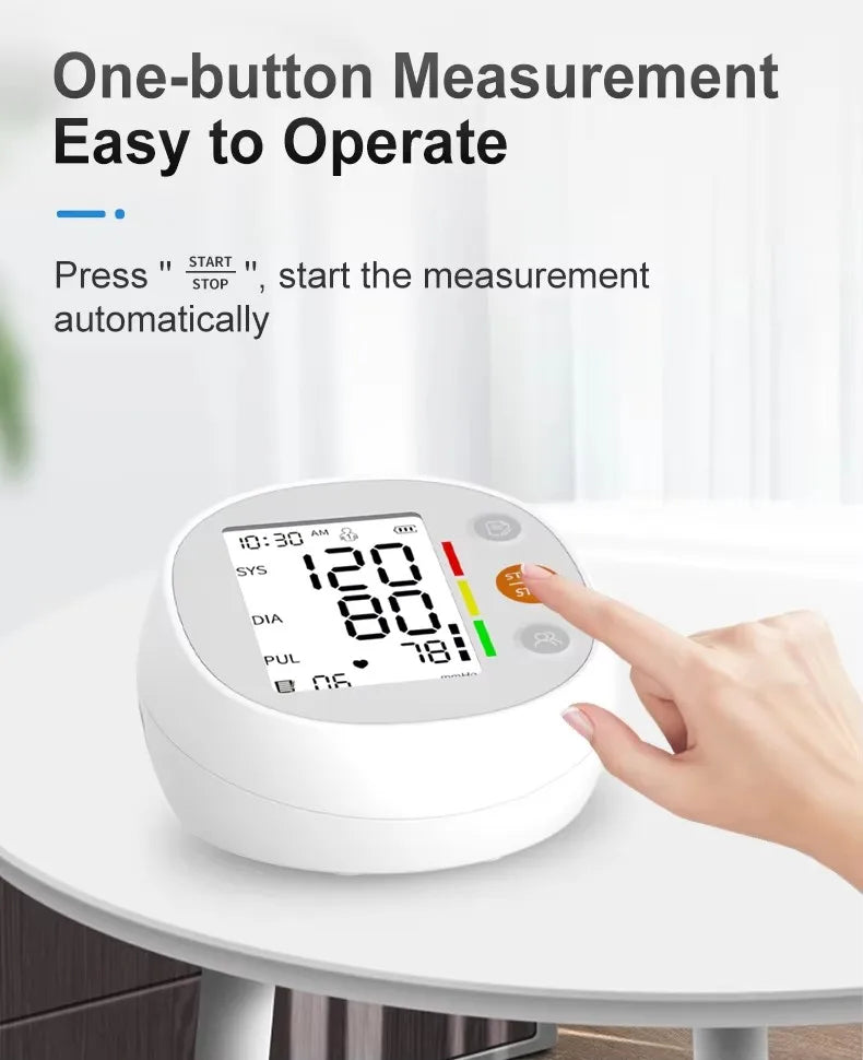 Upper Arm Blood Pressure Monitor Round Large Screen Fully Automatic High Precision Medical Grade Electronic BP Meter for Home