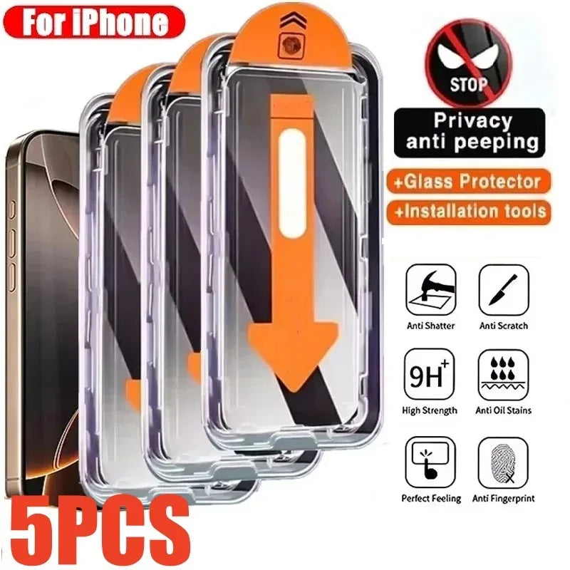 Privacy Screen Protector for iPhone 16 - Anti-Spy 9H Tempered Glass 5PCS FCFK Tidesmit
