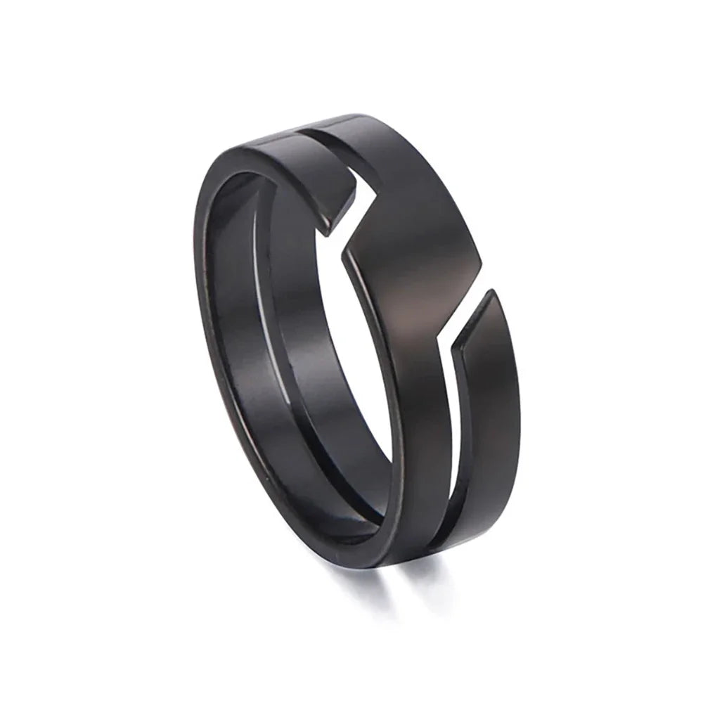 Stainless Steel Couple Health Monitor Rings - Durable Wellness Wearable Black Tidesmit