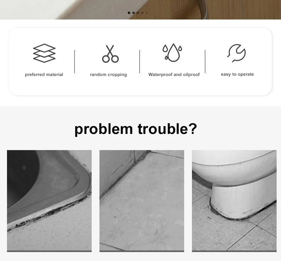 Bathroom Sealing Tape Self-adhesive Oil-Proof Kitchen Sink Caulk Seal Strip PVC Waterproof Shower Wall Sticker for Toilet Corner