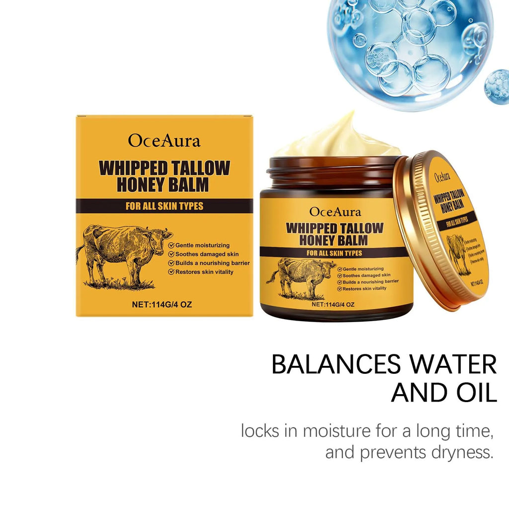 Beef Tallow Honey Balm Deep Hydrating Soft Smooth Skin Damage Care Tighten Fine Lines Facial Moisturizer Rejuvenating Face Cream