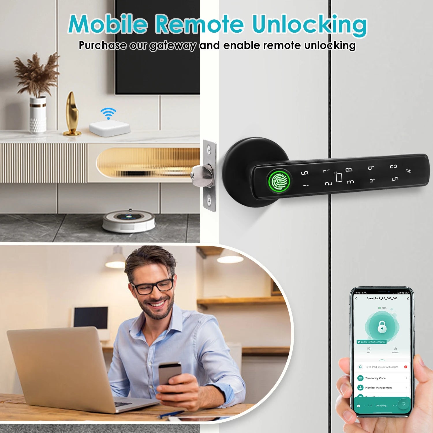 Tuya Smart Bluetooth Door Lock Biometric Electronic Lock Home Kit Smart Home Automation Home Protection Smart Life Control