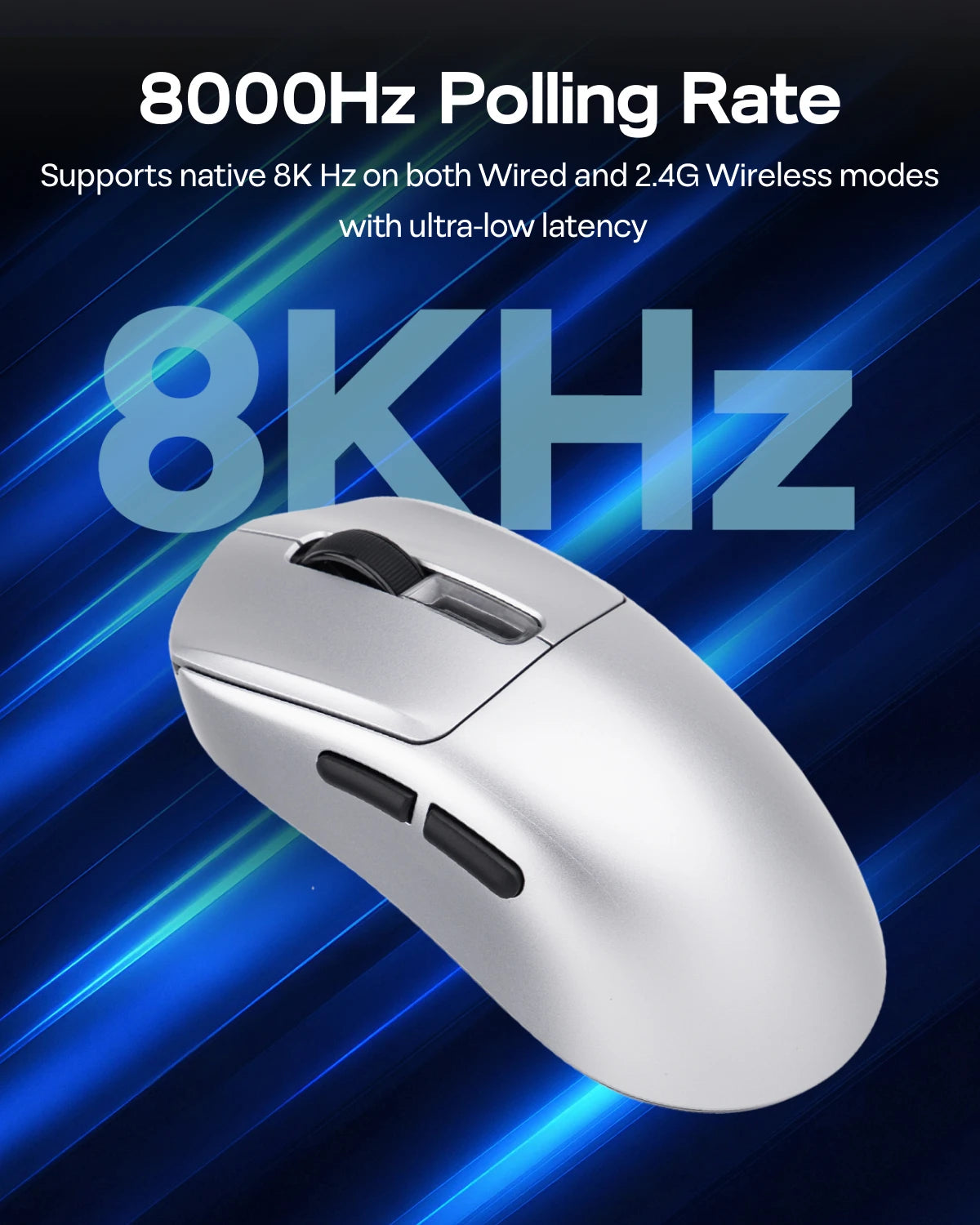 EPOMAKER NEX Pro Tri-mode Wireless Ergonomic Gaming Mouse PixArt PAW3950 Sensor with RGB Charging Dock & 8000Hz Polling/42K DPI