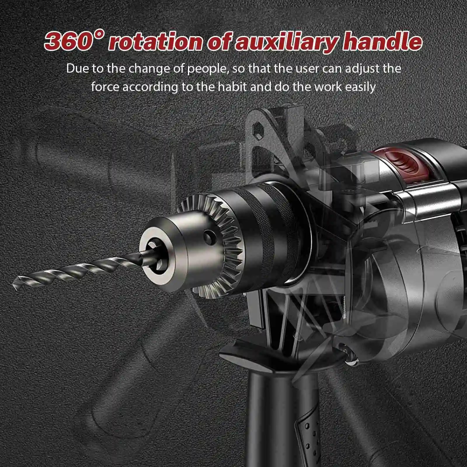 Electric Impact Drill Variable Speed Cordless/Plug-In Power Tool for Drilling Wood  Metal  Concrete  Brick Stone Multi-Function Household DIY Tool  Wall Hole Maker Portable Heavy-Duty Drill for Home and Workshop