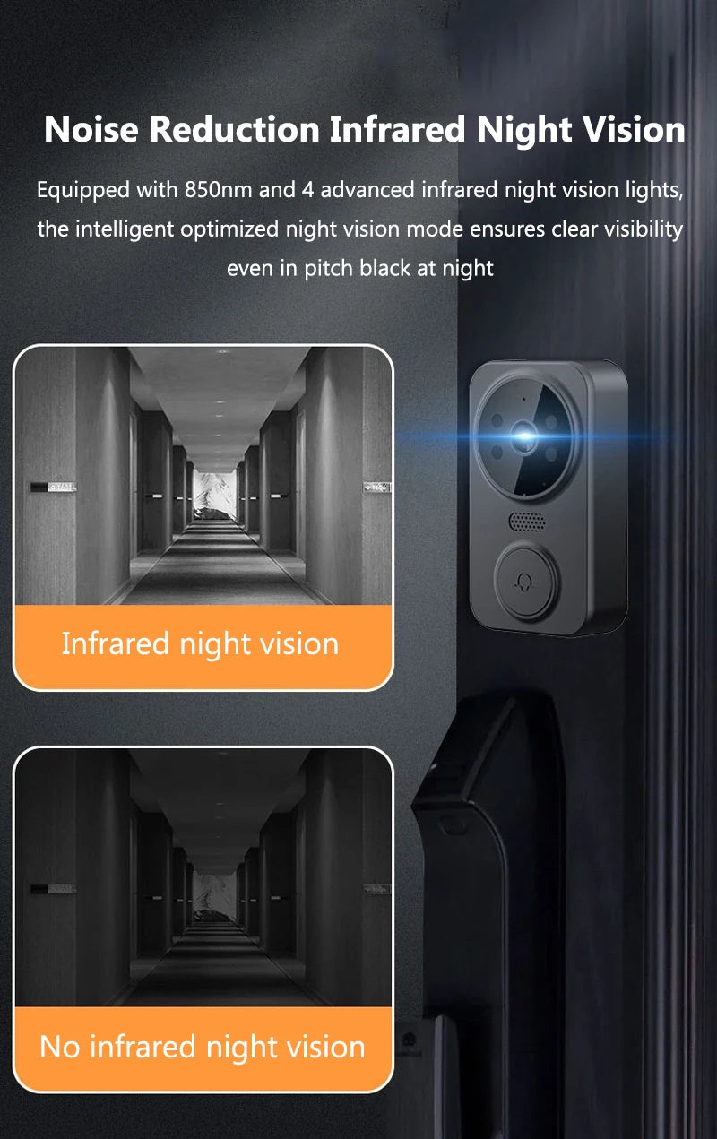4.3 Inch WiFi Wireless Video Doorbell Two Way Video Intercom Outdoor HD Doorbell Camera Smart Home Security Visual Door Bell