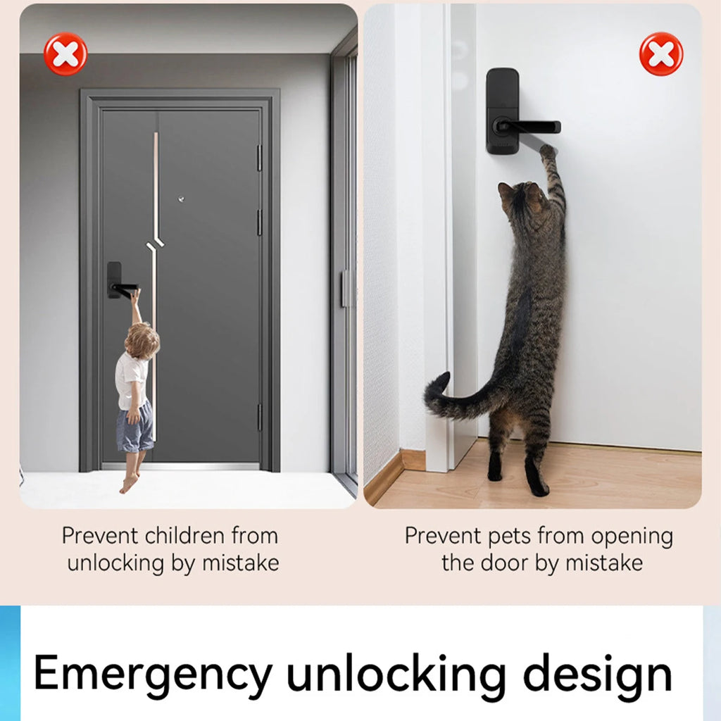 Keypad Door Lock With Handle Fingerprint Door Lock Smart Doorbell Cat eye Peephole Camera Tuya Wifi App Door Locks For Bedrooms