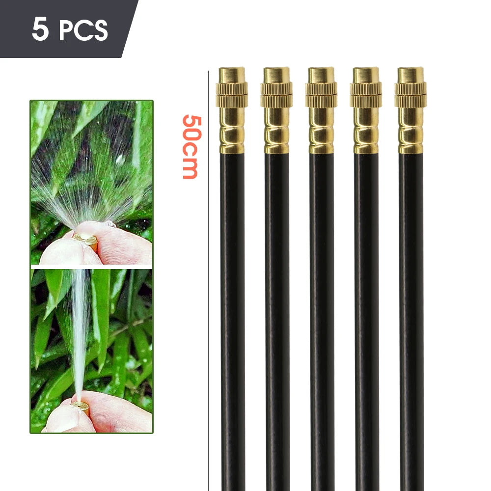 3/8" 9/12mm Misting Cooling System 360° Bend 0.6mm Nozzles Atomizer Sprayers PE Tubing 80 Mesh Filter Garden Irrigation Watering
