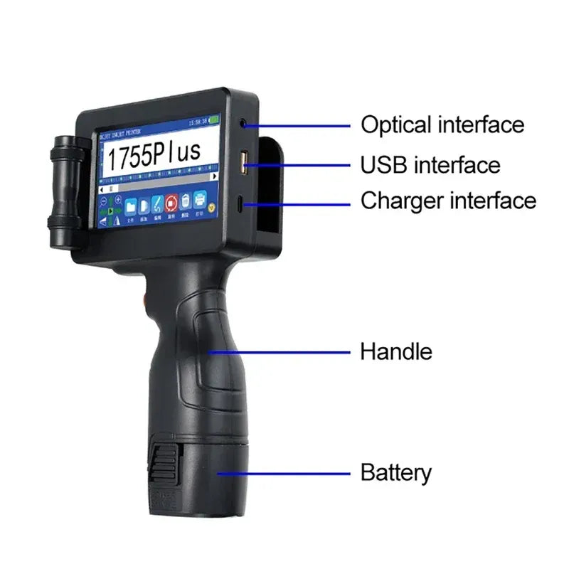 12.7mm Portable Printers Mini Handheld Inkjet Printer Text QR Code Barcode Batch Number Logo Image Date Pattern Printing Machine