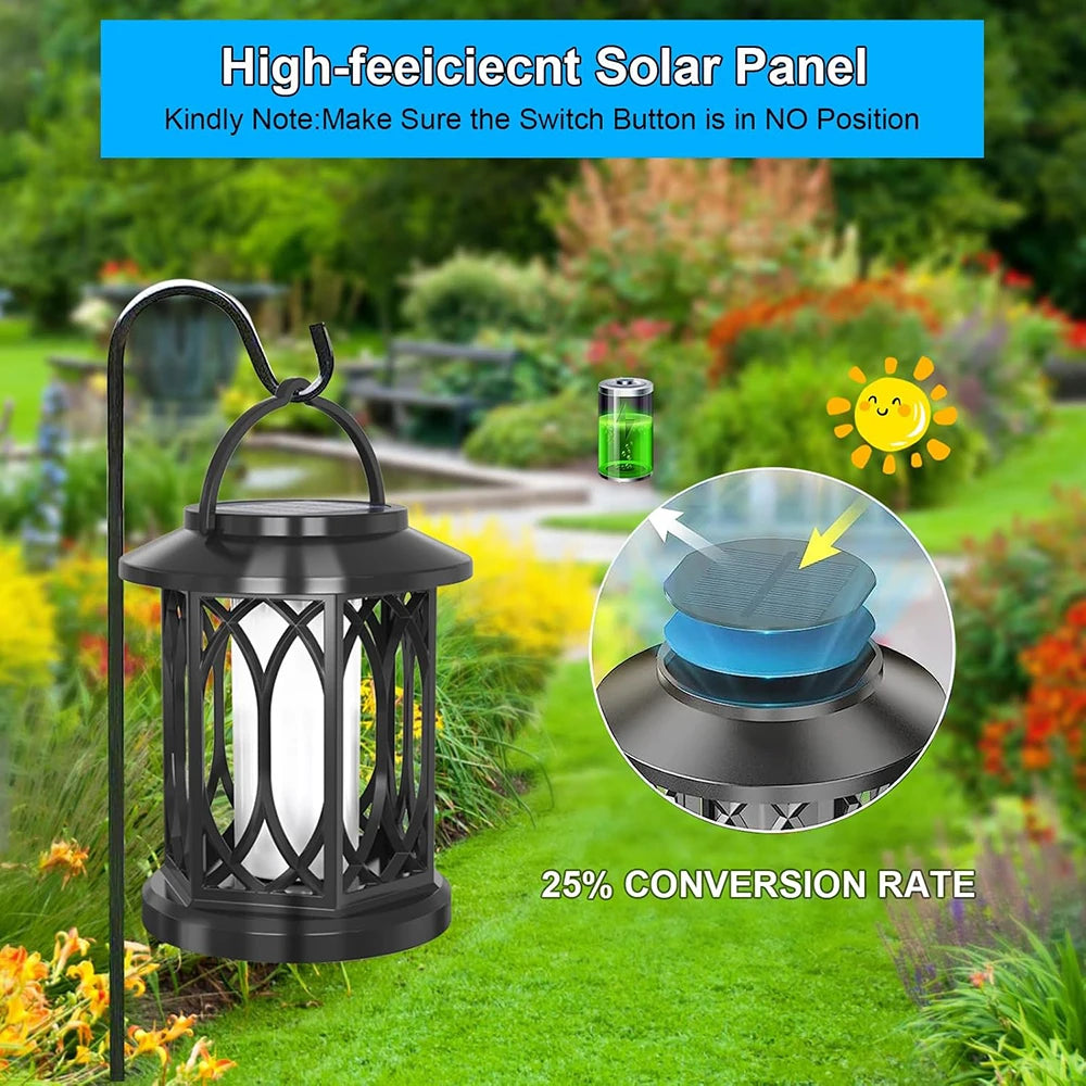 2X Solar Flame Hanging Lamp Outdoor Solar Light Garden Waterproof Flame Flickering Effect Christmas Garden Patio Yard Path Light